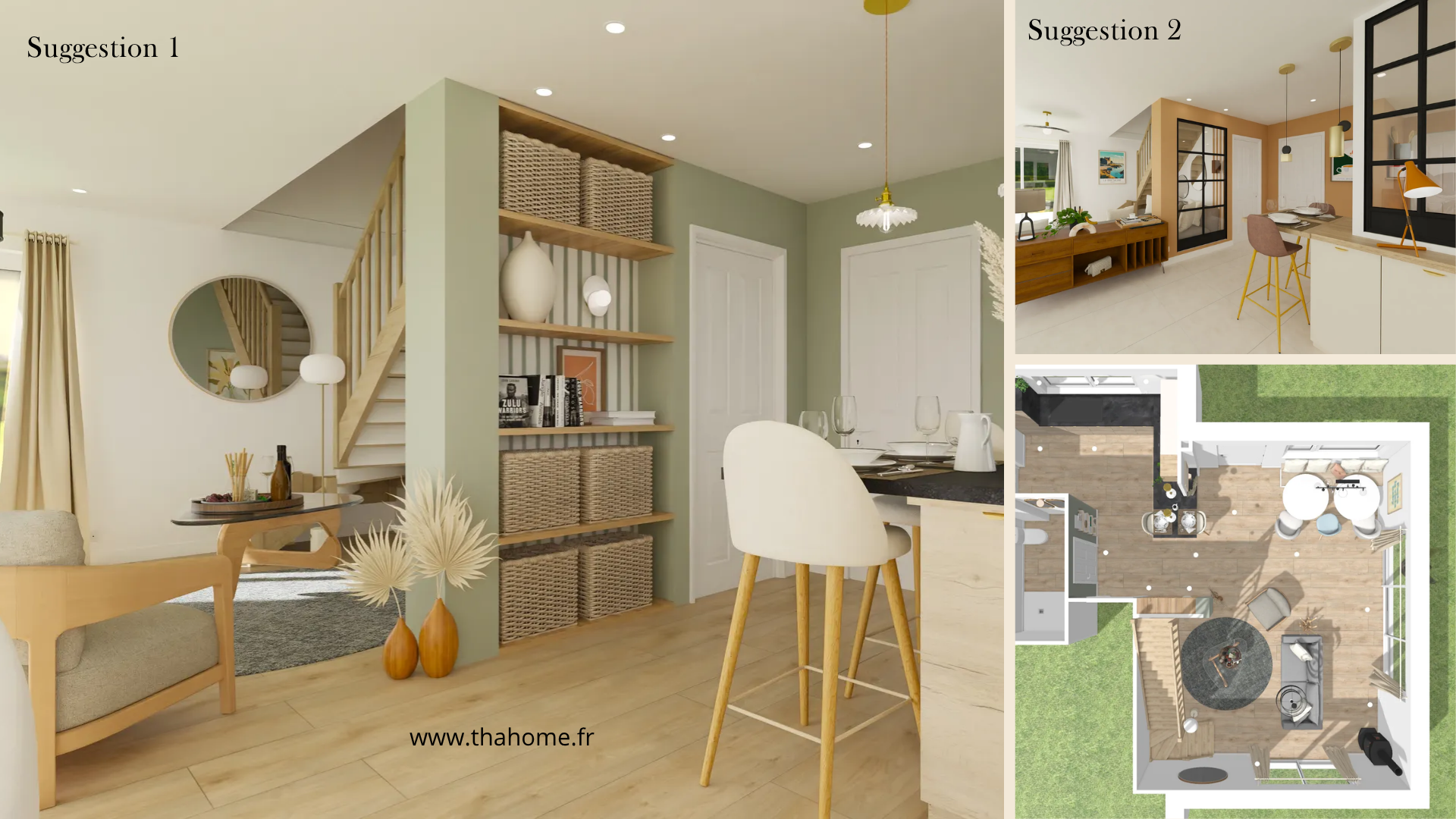  À partir des plans existants, j’ai modélisé leur intérieur en 3D.<br />
Mais surtout, je leur ai proposé deux agencements différents, deux ambiances possibles, sans surcoût — pour leur laisser le choix, celui qui leur ressemble le plus.