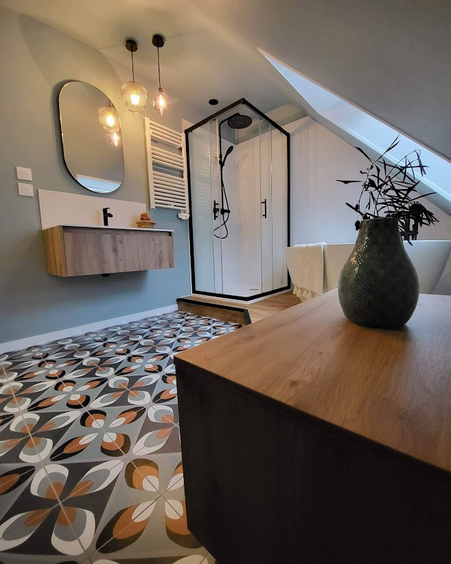 AVANT APRES PROJET JERSEY DAMGAN AMENAGEMENT RENOVATION DECORATION PIECE TECHNIQUE